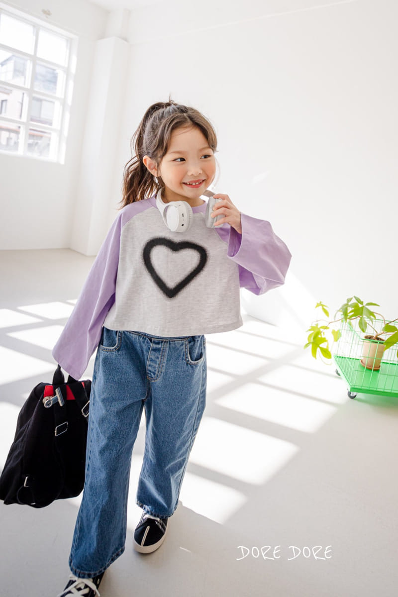 Dore Dore - Korean Children Fashion - #discoveringself - Heart Raglan Crop Sweatshirt - 2