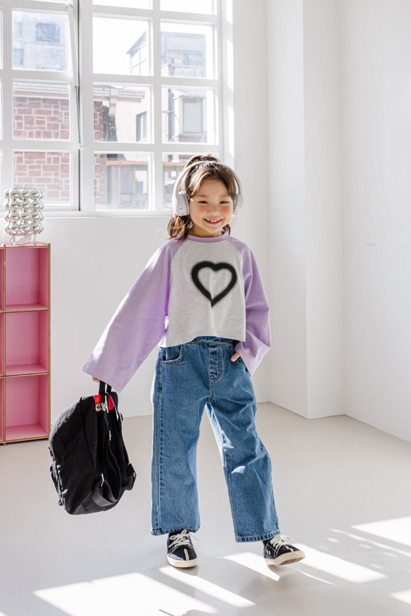 Dore Dore - Korean Children Fashion - #fashionkids - Heart Raglan Crop Sweatshirt - 3