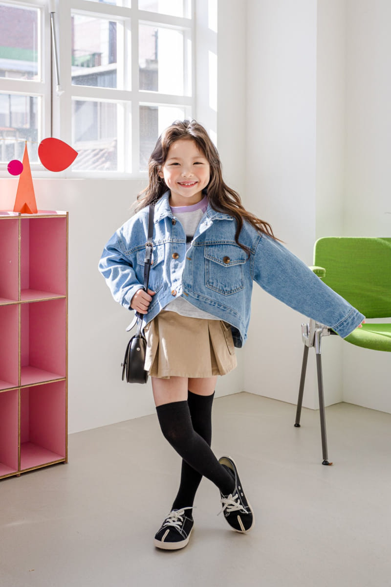 Dore Dore - Korean Children Fashion - #kidsshorts - Spring Crop Denim Jacket - 3