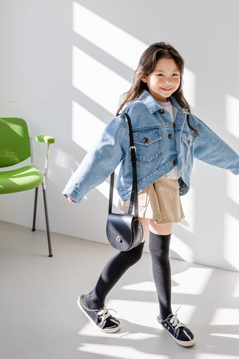 Dore Dore - Korean Children Fashion - #kidsshorts - Spring Crop Denim Jacket - 4