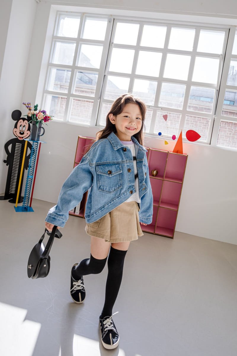 Dore Dore - Korean Children Fashion - #kidzfashiontrend - Spring Crop Denim Jacket - 5