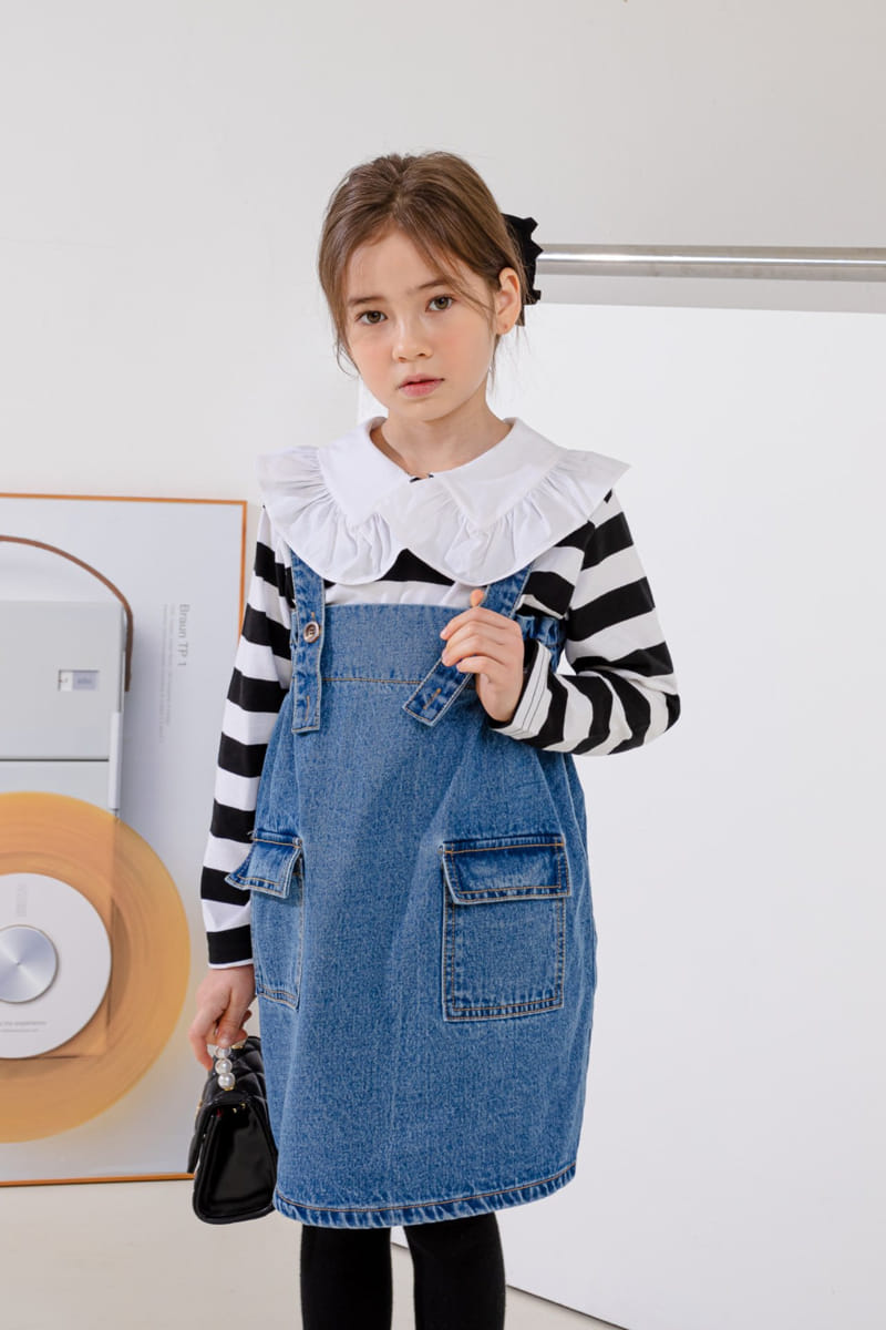 Dore Dore - Korean Children Fashion - #prettylittlegirls - Spring Denim Mue One-piece - 4