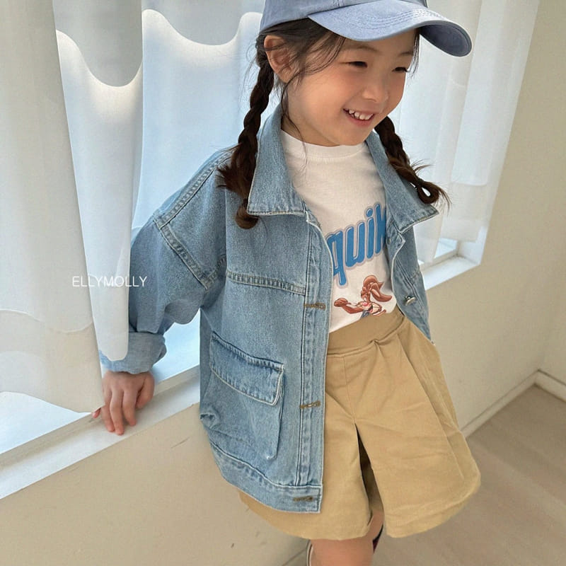 Ellymolly - Korean Children Fashion - #kidsshorts - Gunbbang Denim Jacket