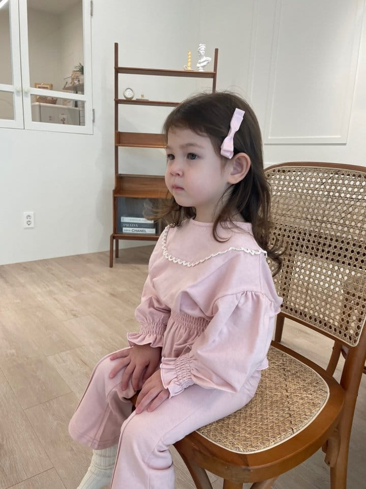 Flower J - Korean Children Fashion - #discoveringself - Smocked Top Bottom Set - 8