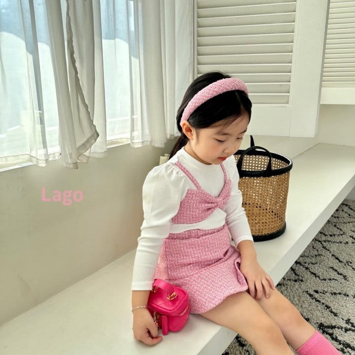 Lago - Korean Children Fashion - #kidsstore - Ribbon Twid Top Bottom Set - 3