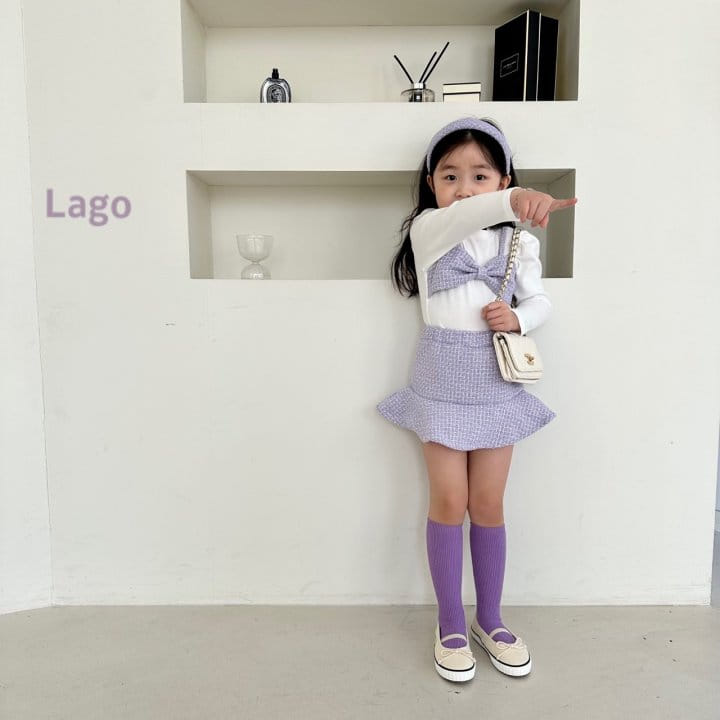 Lago - Korean Children Fashion - #todddlerfashion - Ribbon Twid Top Bottom Set - 10