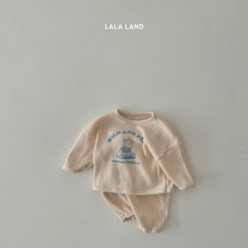 Lalaland - Korean Baby Fashion - #babylifestyle - Bebe Waffle Top Bottom Set - 4