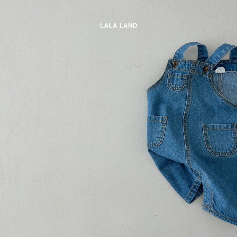 Lalaland - Korean Baby Fashion - #babyoutfit - Bebe Pocket Denim Dungarees - 5