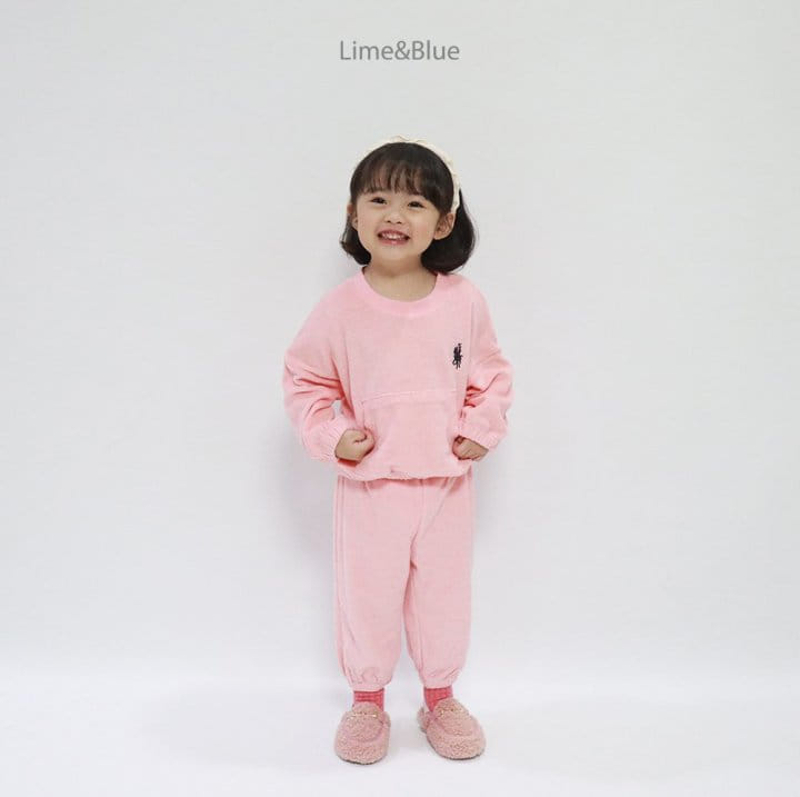 Lime & Blue - Korean Children Fashion - #childofig - Lapa Club Terry Top Bottom Set