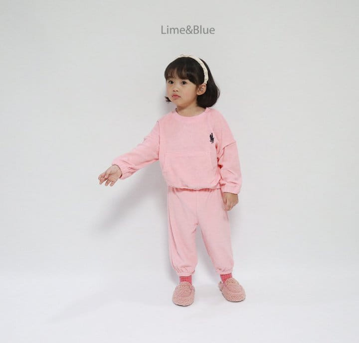 Lime & Blue - Korean Children Fashion - #childrensboutique - Lapa Club Terry Top Bottom Set - 2