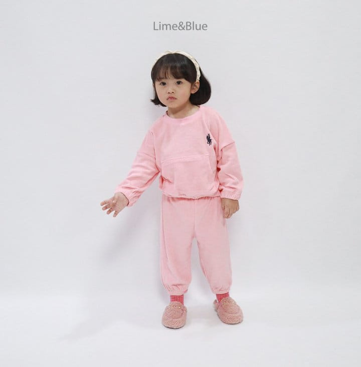 Lime & Blue - Korean Children Fashion - #designkidswear - Lapa Club Terry Top Bottom Set - 3