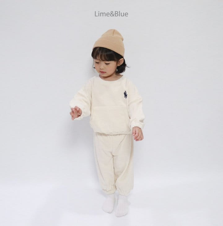 Lime & Blue - Korean Children Fashion - #littlefashionista - Lapa Club Terry Top Bottom Set - 10