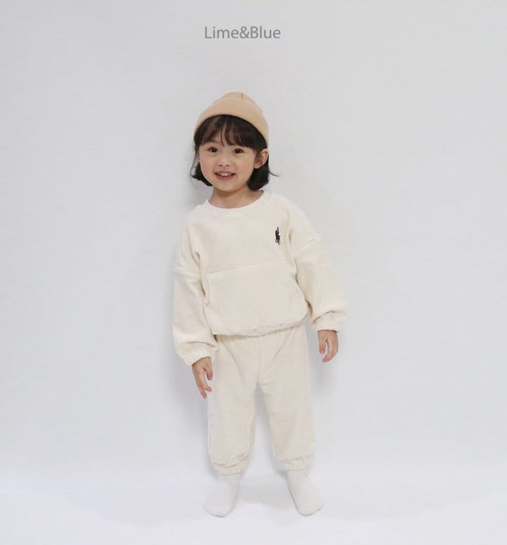 Lime & Blue - Korean Children Fashion - #magicofchildhood - Lapa Club Terry Top Bottom Set - 11