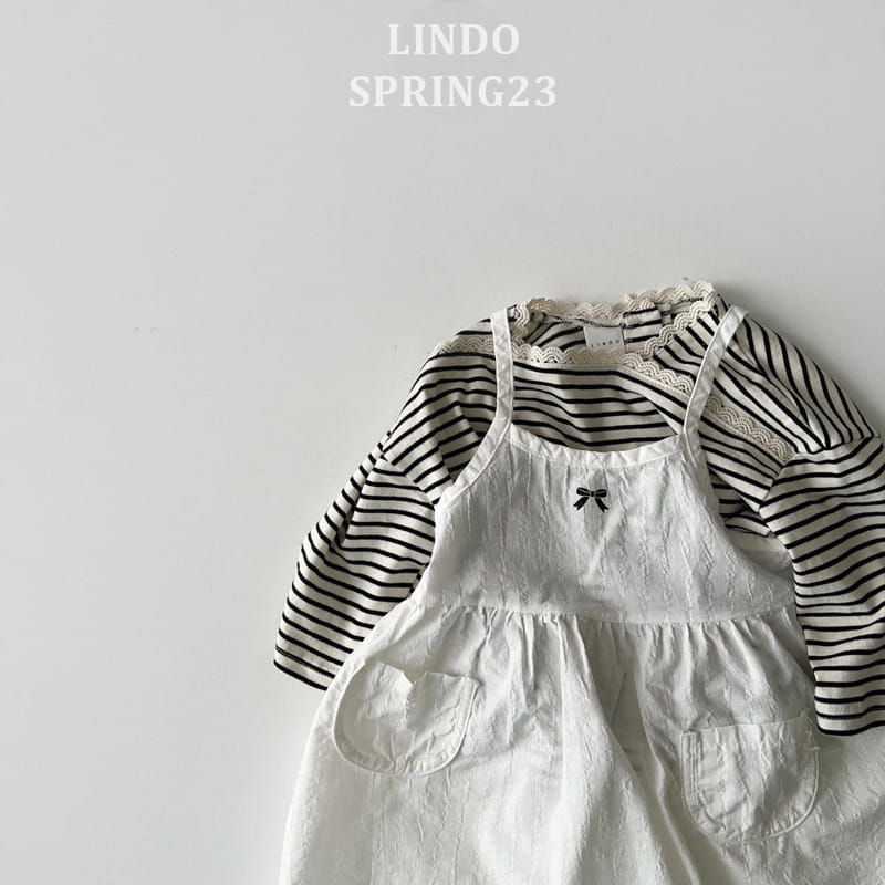 Lindo - Korean Children Fashion - #todddlerfashion - Ribbon String One-piece - 4