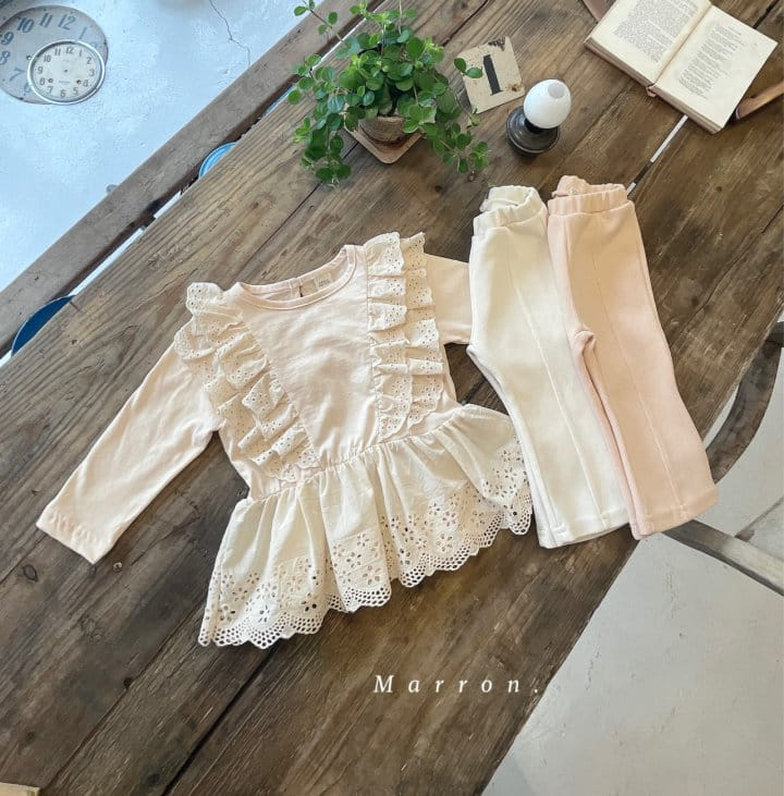 Marron Kid - Korean Children Fashion - #todddlerfashion - Vanilla Lace Tee - 4