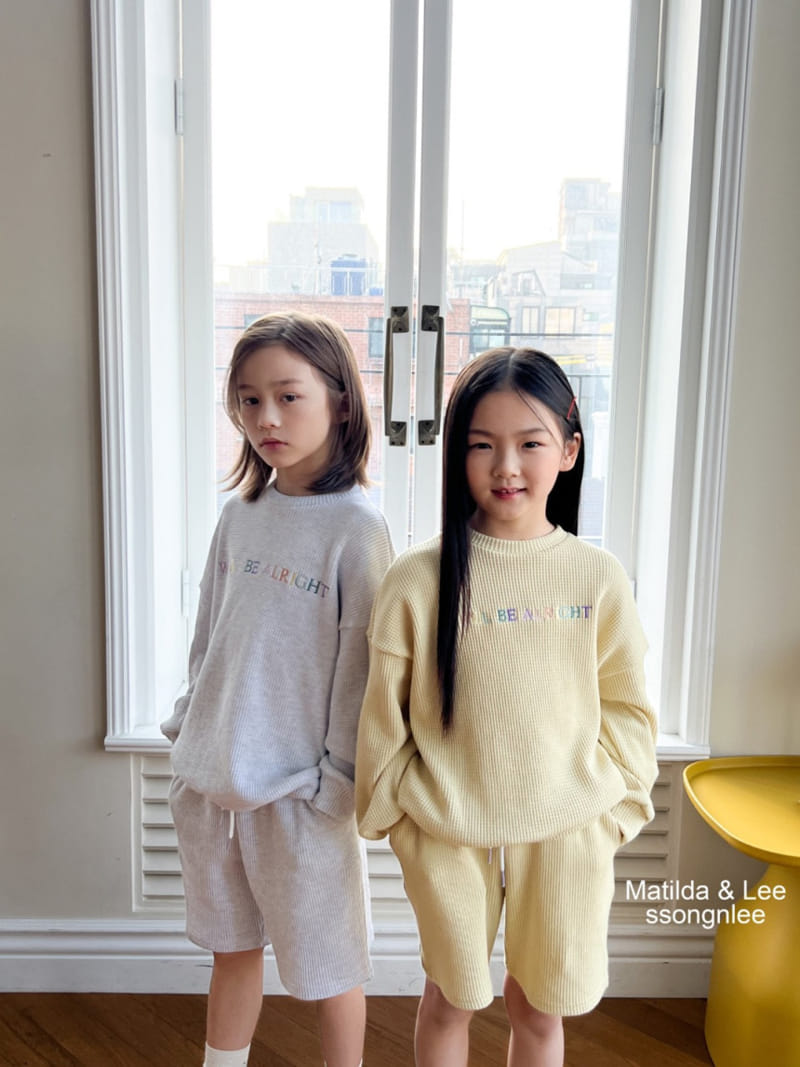 Matilda & Lee - Korean Children Fashion - #Kfashion4kids - Waffle Embrdoiery Top Bottom Set - 5