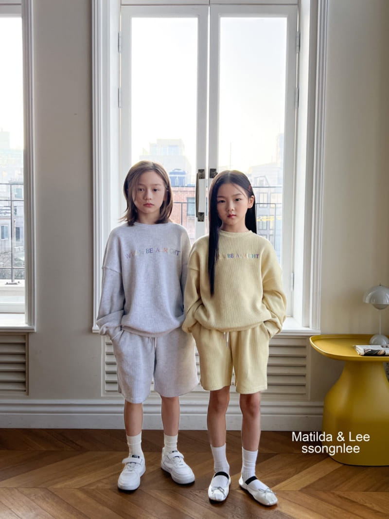 Matilda & Lee - Korean Children Fashion - #fashionkids - Waffle Embrdoiery Top Bottom Set