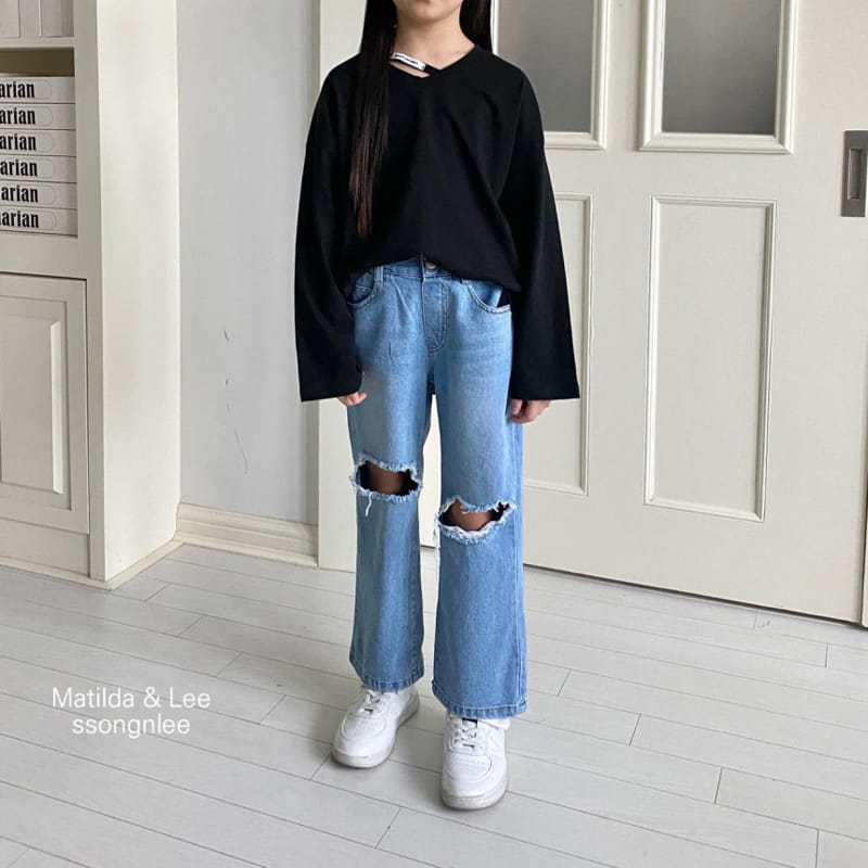 Matilda & Lee - Korean Children Fashion - #fashionkids - V Neck Label Tee - 5