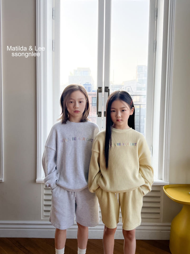 Matilda & Lee - Korean Children Fashion - #kidsshorts - Waffle Embrdoiery Top Bottom Set - 2