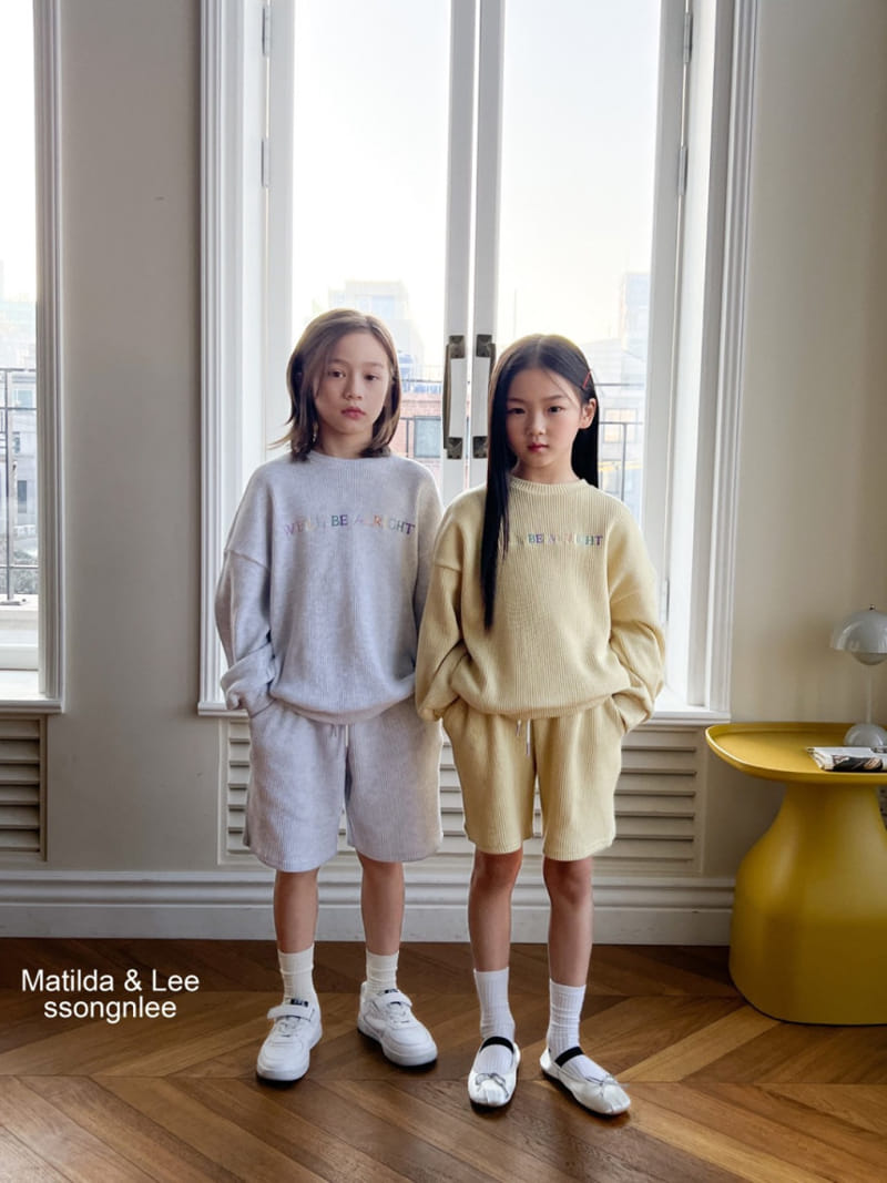 Matilda & Lee - Korean Children Fashion - #kidsstore - Waffle Embrdoiery Top Bottom Set - 3