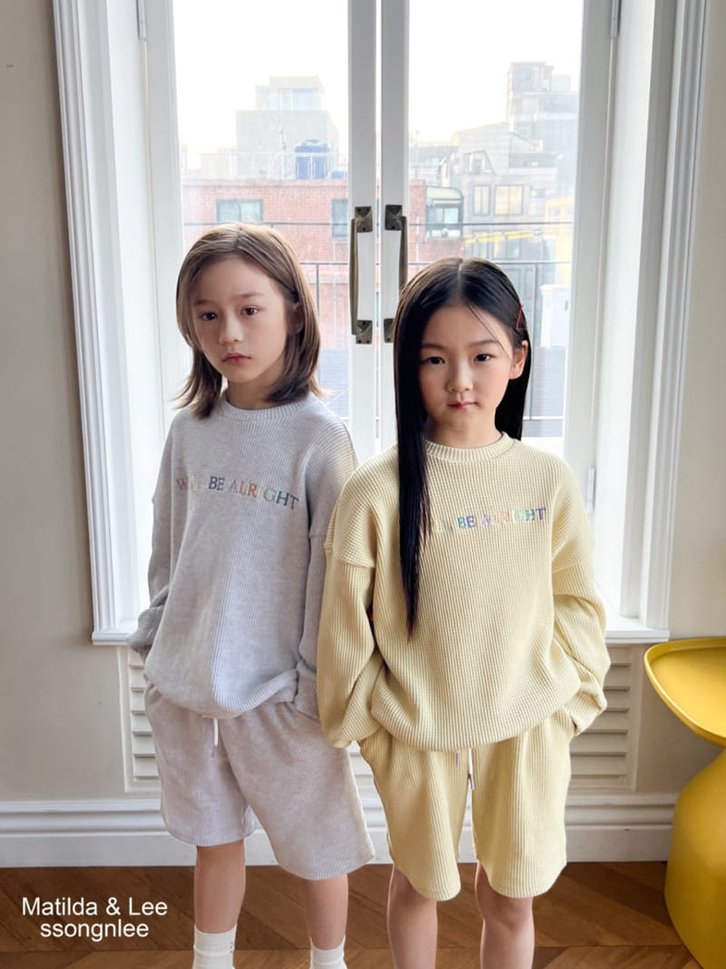 Matilda & Lee - Korean Children Fashion - #littlefashionista - Waffle Embrdoiery Top Bottom Set - 6