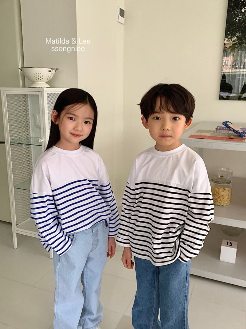 Matilda & Lee - Korean Children Fashion - #littlefashionista - Smile Cutting Stripes Tee - 5