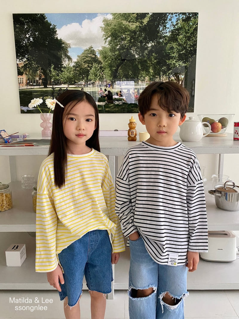 Matilda & Lee - Korean Children Fashion - #todddlerfashion - Stripes Label Tee - 7