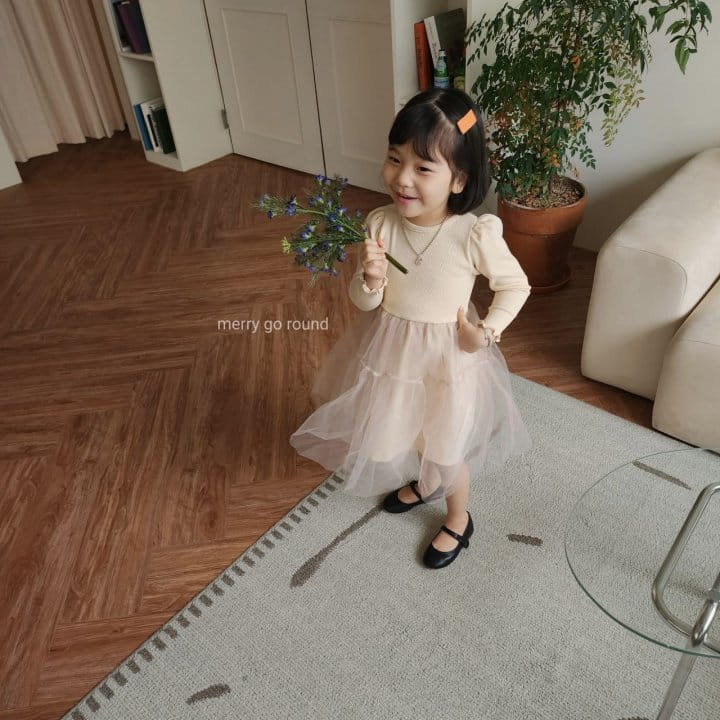 Merry Go Round - Korean Children Fashion - #childofig - Ribbon Mesh One-piece - 6