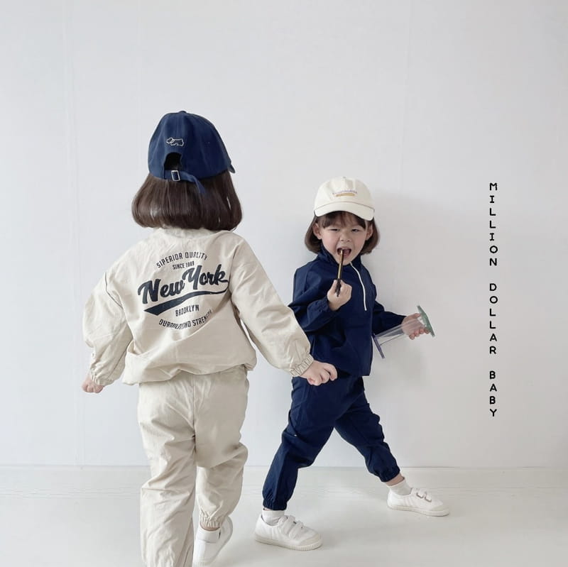 Million Dollar Baby - Korean Children Fashion - #todddlerfashion - New York Anorak Pants Set - 2