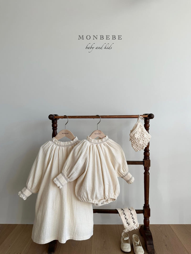 Monbebe - Korean Children Fashion - #littlefashionista - Cream Smocked One-piece - 5