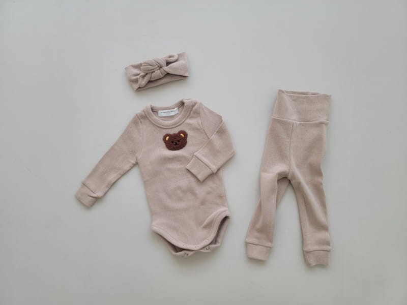 Moran - Korean Baby Fashion - #babyoninstagram - Arce Bodysuit Hairband Leggings Set - 4