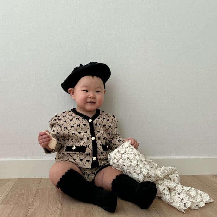 Moran - Korean Baby Fashion - #babyoutfit - Ribbon Cardigan Bottom Set - 7