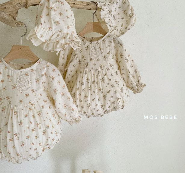 Mos Bebe - Korean Baby Fashion - #babyboutiqueclothing - Lucy Flower Bodysuit with Hat