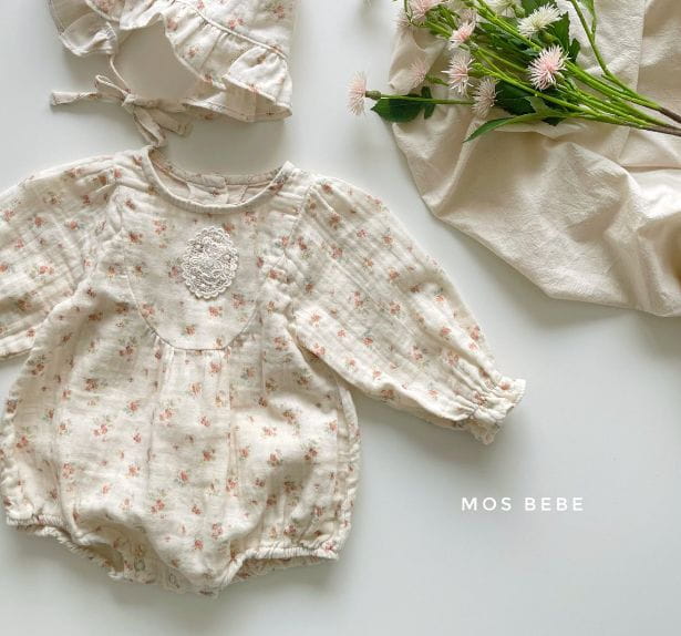 Mos Bebe - Korean Baby Fashion - #babyoutfit - Lucy Flower Bodysuit with Hat - 10