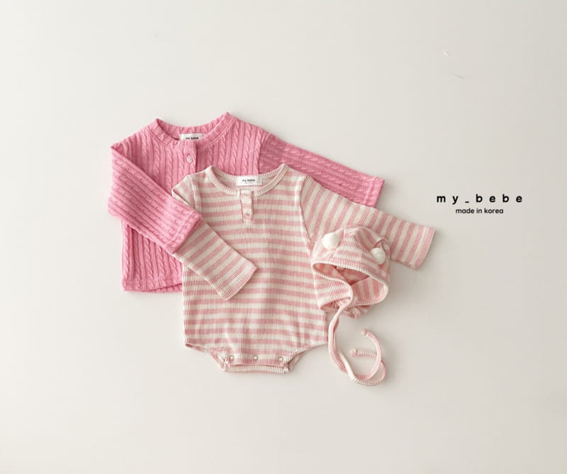 My Bebe - Korean Baby Fashion - #babyboutique - Pong Pong Bodysuit with Bonnet - 5