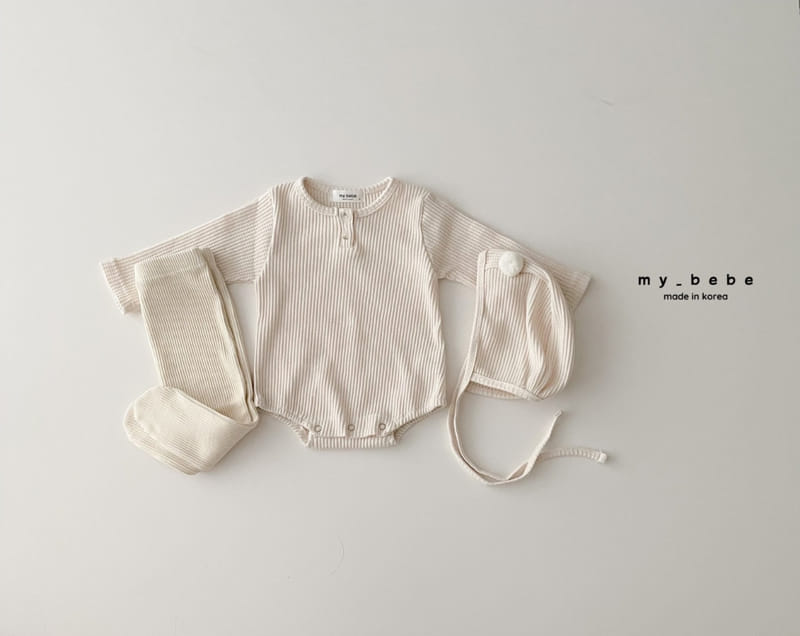 My Bebe - Korean Baby Fashion - #babyfever - Pong Pong Bodysuit with Bonnet - 9