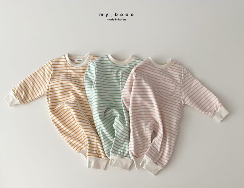 My Bebe - Korean Baby Fashion - #babyoutfit - Spring Stripes Bodysuit - 2