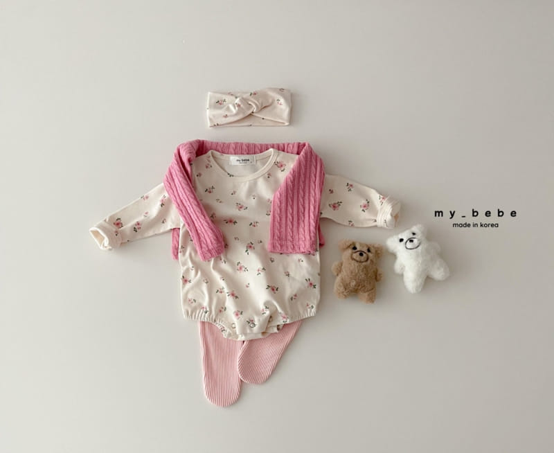 My Bebe - Korean Baby Fashion - #babyoutfit - Hairband Bodysuit Set - 12