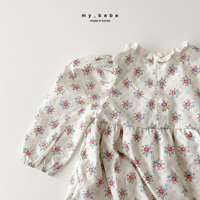 My Bebe - Korean Baby Fashion - #babyoutfit - Flower one-piece Bodysuit - 6