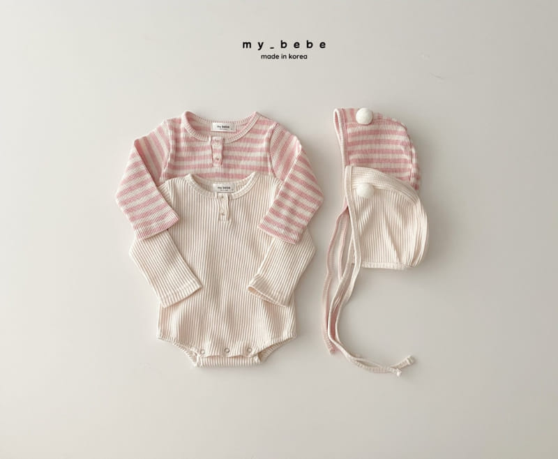 My Bebe - Korean Baby Fashion - #babywear - Pong Pong Bodysuit with Bonnet