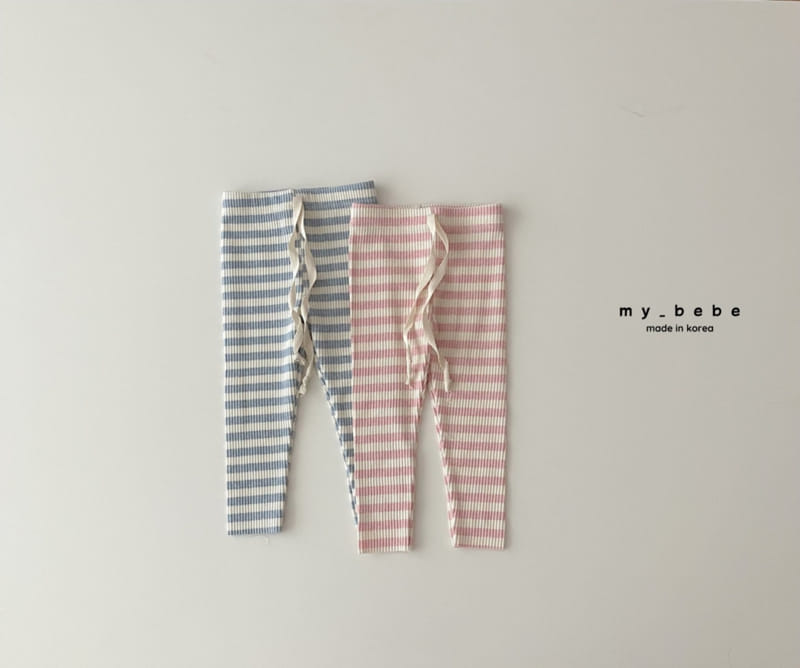 My Bebe - Korean Children Fashion - #kidzfashiontrend - Stripes Rib Leggings