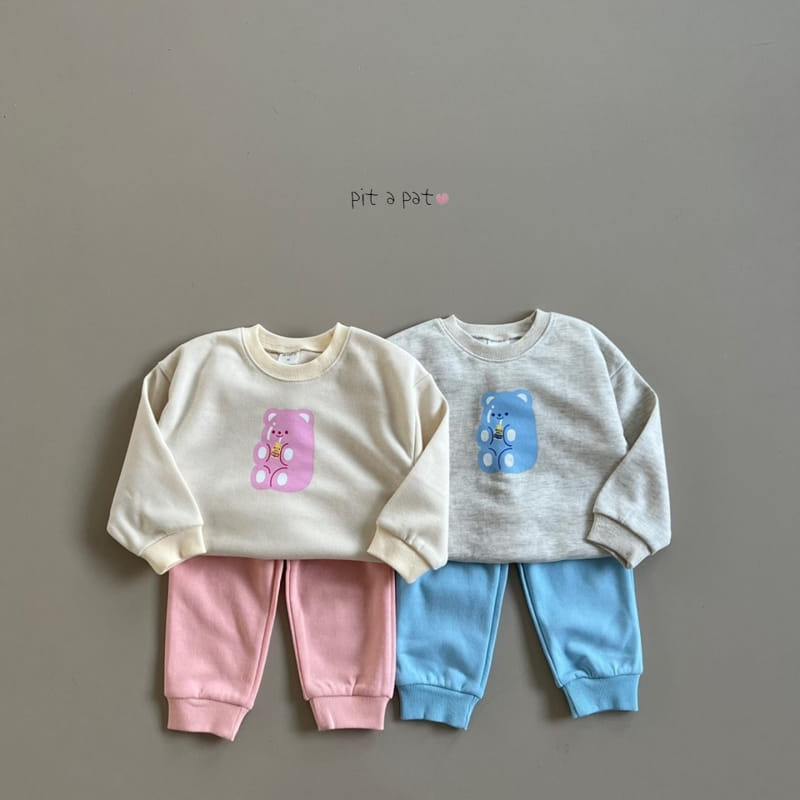 Pitapat - Korean Children Fashion - #stylishchildhood - Milk Bear Top Bottom Set - 2