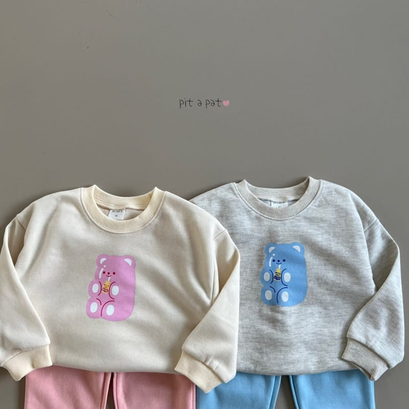 Pitapat - Korean Children Fashion - #toddlerclothing - Milk Bear Top Bottom Set