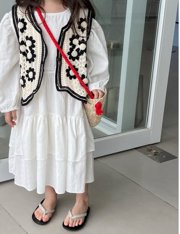 Reve Kid - Korean Children Fashion - #kidzfashiontrend - Flower Knit Vest - 3