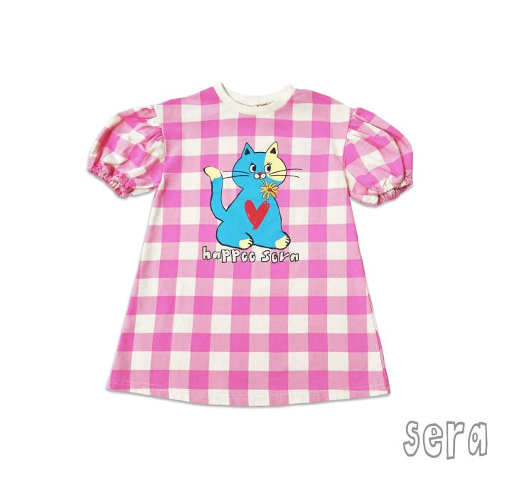 Sera - Korean Children Fashion - #childofig - Kitty Check Short Sleeves One-piece - 11