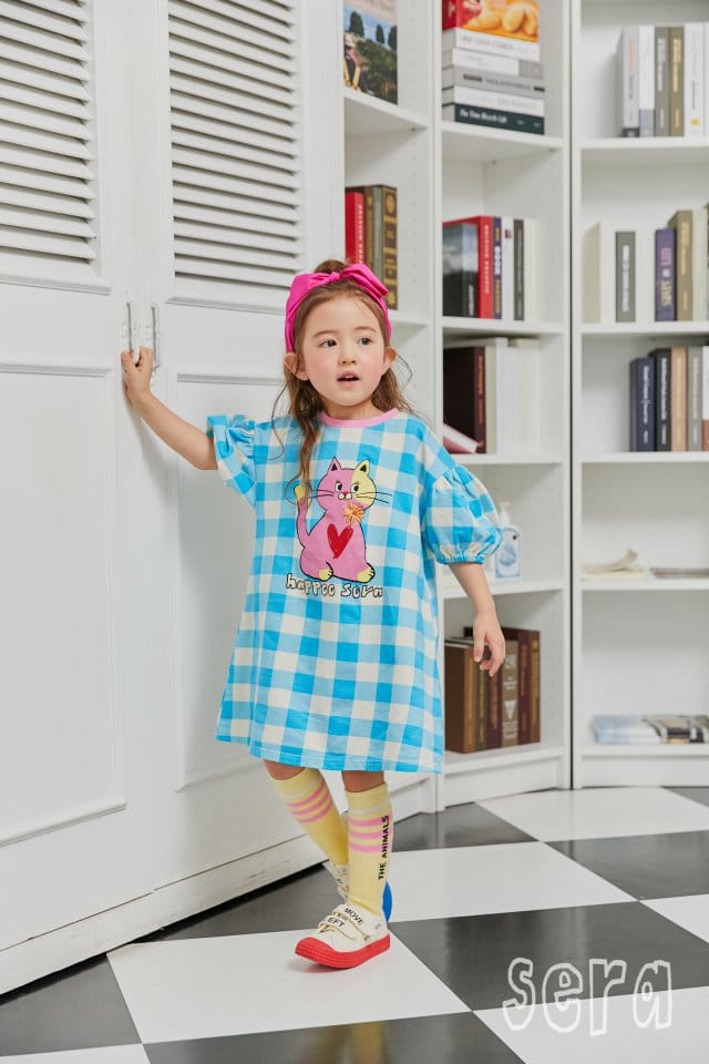 Sera - Korean Children Fashion - #magicofchildhood - Kitty Check Short Sleeves One-piece - 8