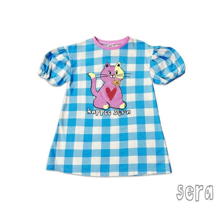 Sera - Korean Children Fashion - #prettylittlegirls - Kitty Check Short Sleeves One-piece - 10