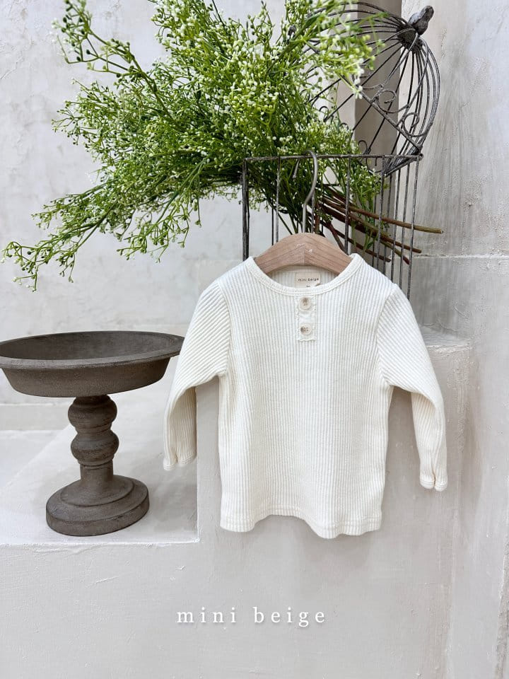 The Beige - Korean Baby Fashion - #babygirlfashion - Rib Button Tee