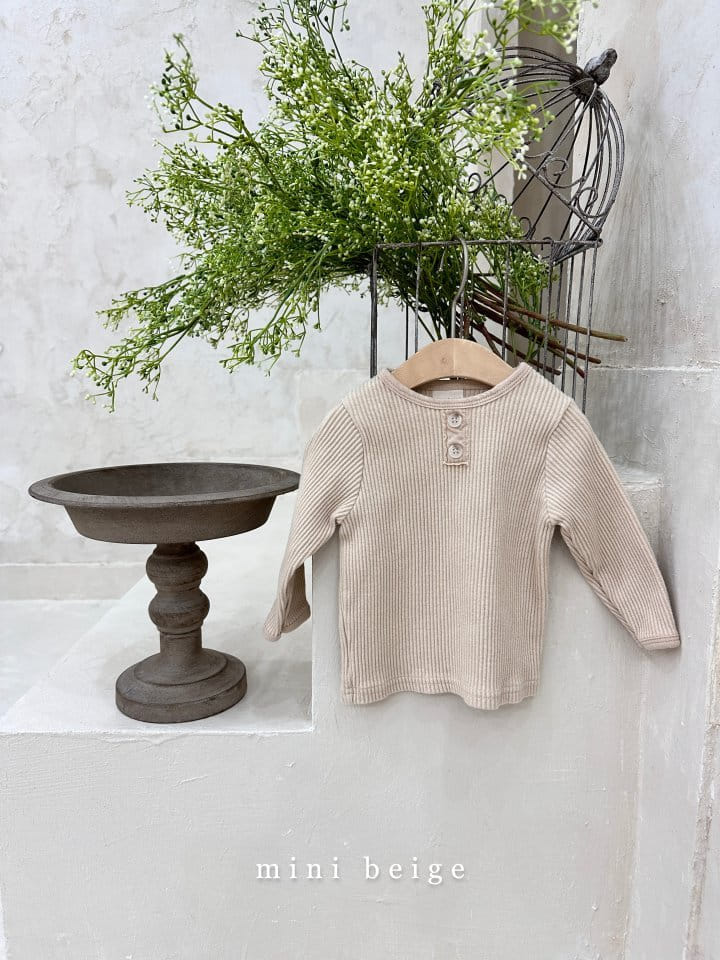 The Beige - Korean Baby Fashion - #babylifestyle - Rib Button Tee - 2