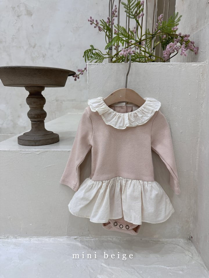 The Beige - Korean Baby Fashion - #babyoutfit - Rib Skirt Bodysuit - 3